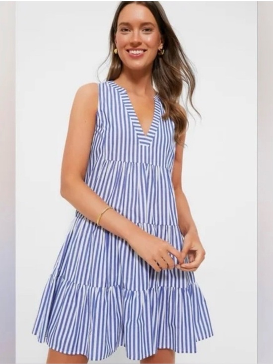 Pomander Place Dresses & Skirts - Pomander Place Tuckernuck XL Blue White Stripe Tiered Mini Dress Coastal Coverup